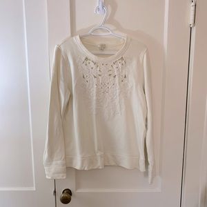 J. Crew Floral Cutout Embroidered Sweater